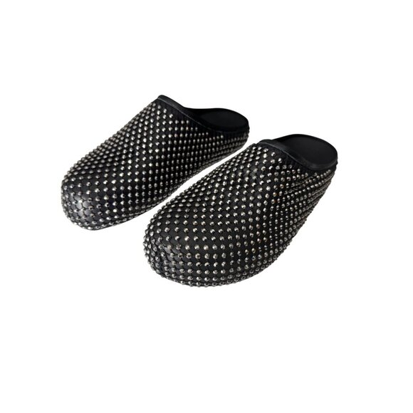 NEW MARNI Fussbett Sabot Black Leather Rhinestone Mules Size 36 US 6 - Picture 3 of 7